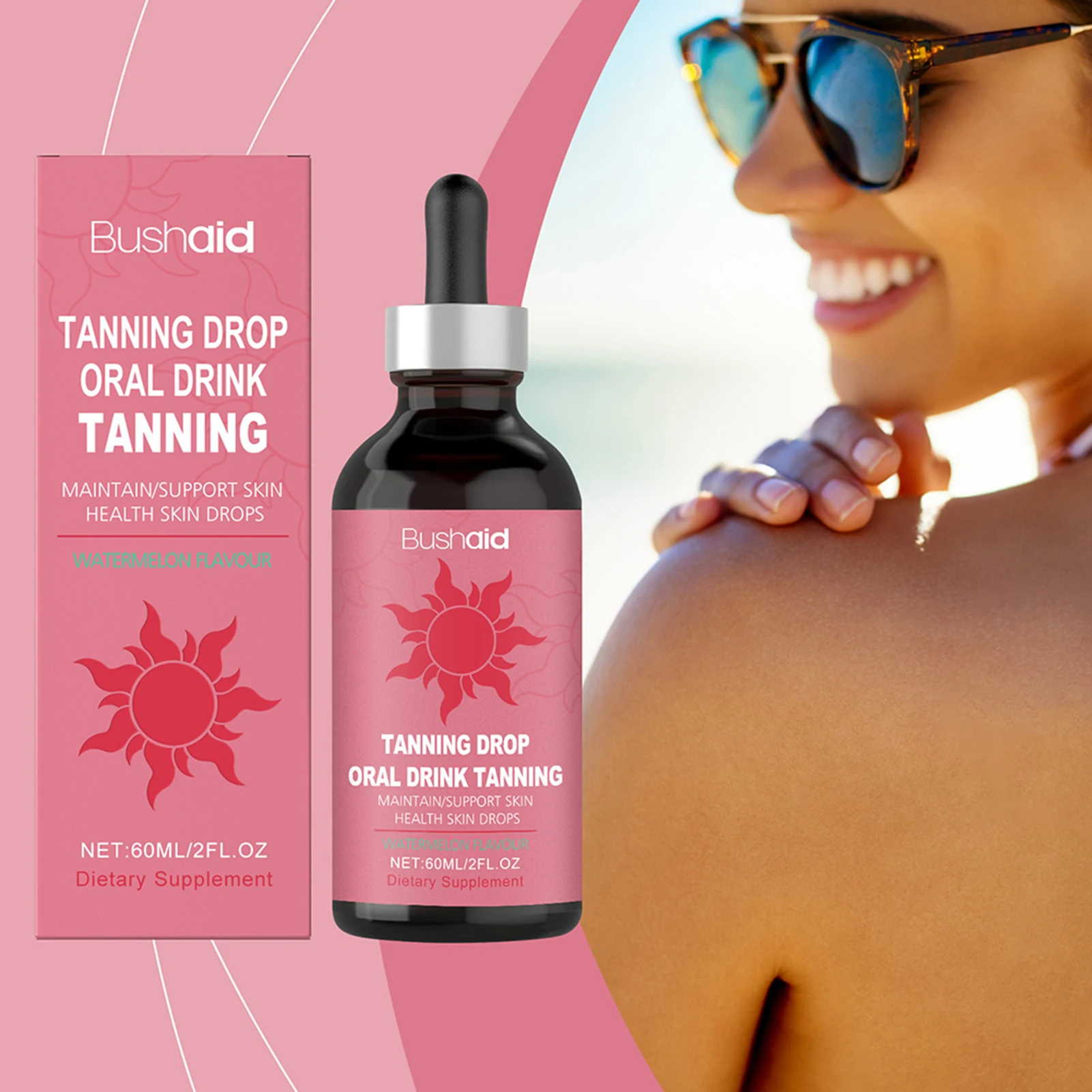 60ml Sunless Tanning Drops Moisturizing Drinkable Natural Gradual Tanning Lotion For Daily Use Beach Outdoor Sunscreen Care