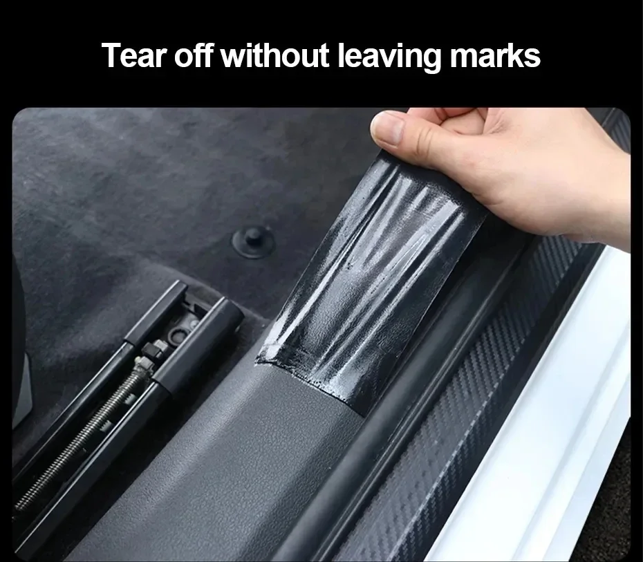 3D Carbon Fiber Sticker Paste Car Threshold Protective Film Anti Scratch Waterproof Matte Black Nano Sticker for Car Body