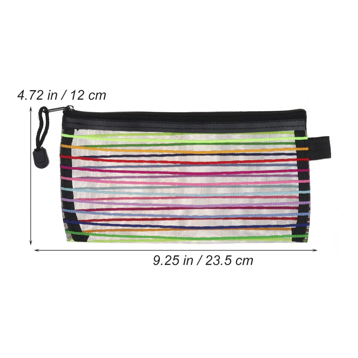 

12PCS Mesh Pencil Case Storage Bag Zipper Nylon Colorful Stripe Pouch Rainbow Stripes School Supplies Travel ganization
