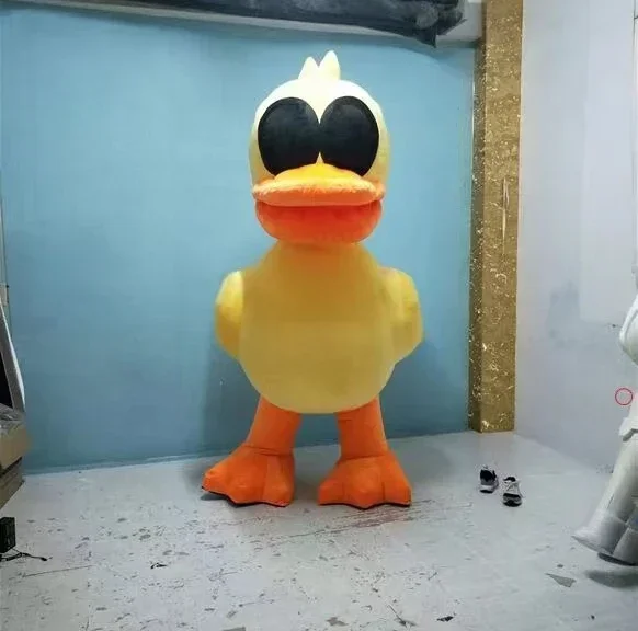 نفخ بطة صفراء التميمة لطيف شخصية الكبار لطيف جديد بطة زي التميمة ملابس تنكرية للهالوين زي بدون بطارية