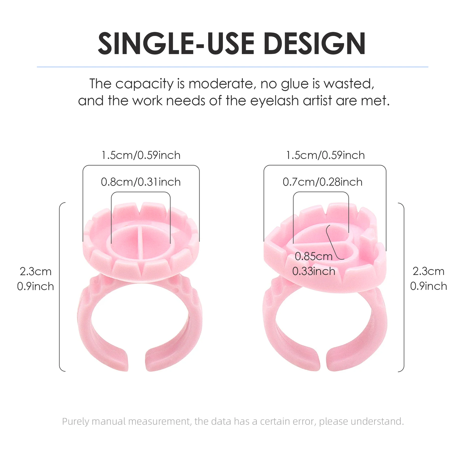 SEEDEW 100 unidades de anel de cola descartável para extensão de cílios rosa/azul copo de plástico para cílios