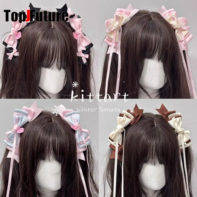 

Lolita Handmade Edge Clip Bow Versatile Lovely and Sweet Hair Clip Headpiece Gothic Subculture Y2K Girl Women Hair Accessories