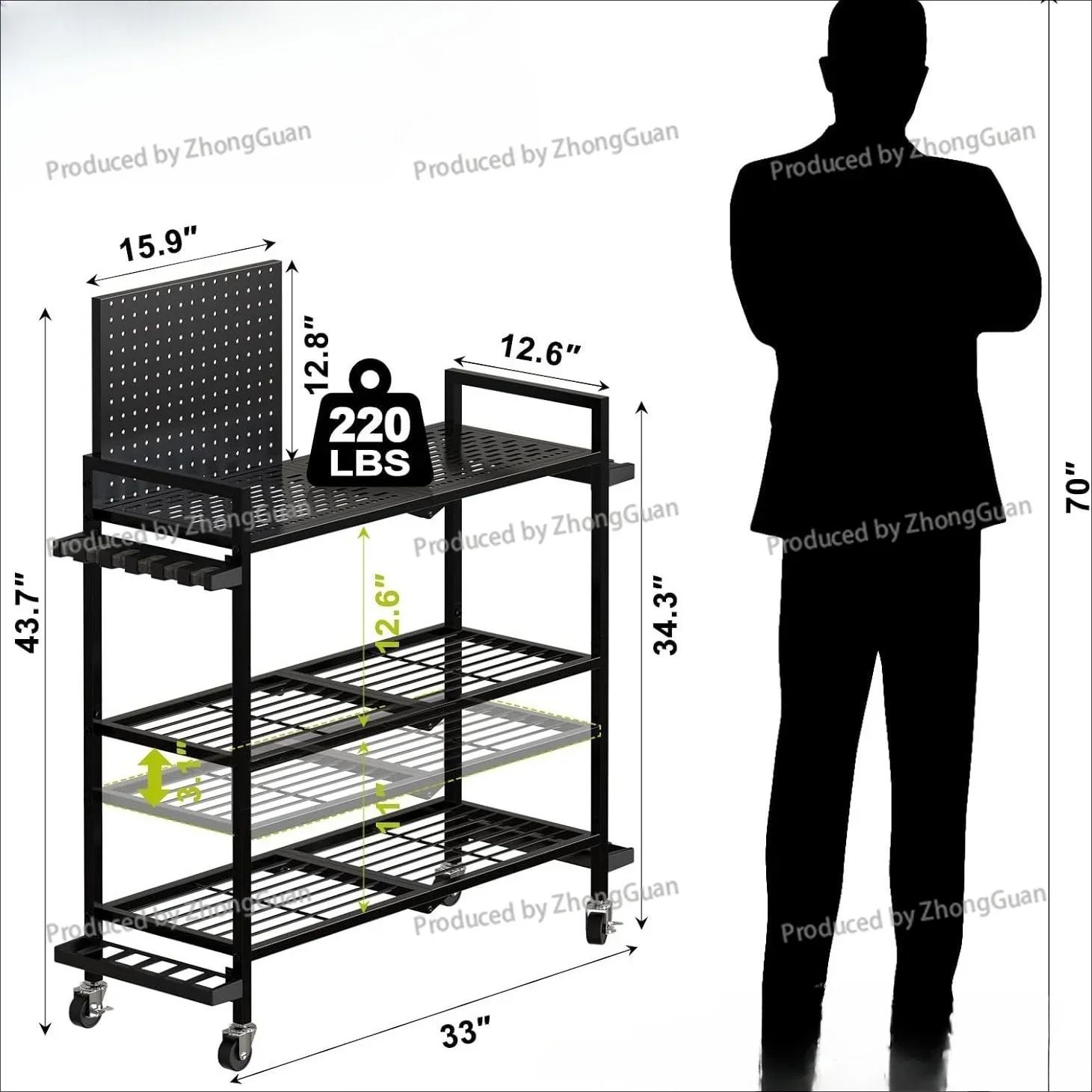 UpgradeRack Home Removable Cart Fishing Gear Sorting Storage Toolbox Fishing Box Fishing Chair Rod Rack
