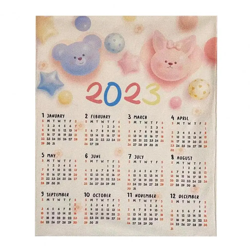 Calendar Tapestry Tear Resistant Lightweight Wall Calendar Tapestry Wall Calendar 2023 New Year Party Backdrop Tapestry