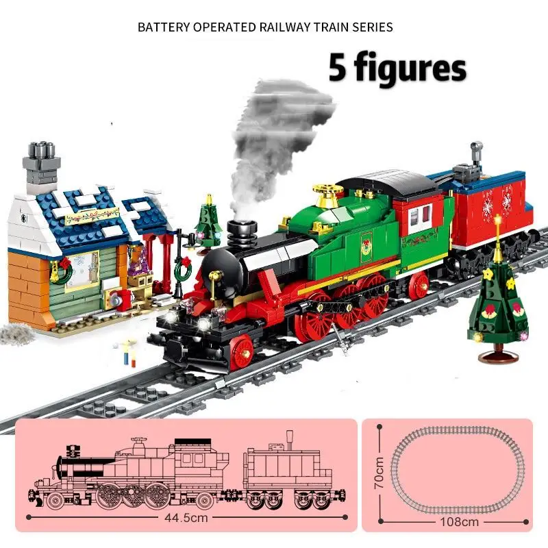 City Electric Train Rail Locomotive Brick KAZI Steam Train Track Motor Power Function Technical Building Block Set DIY Leduo