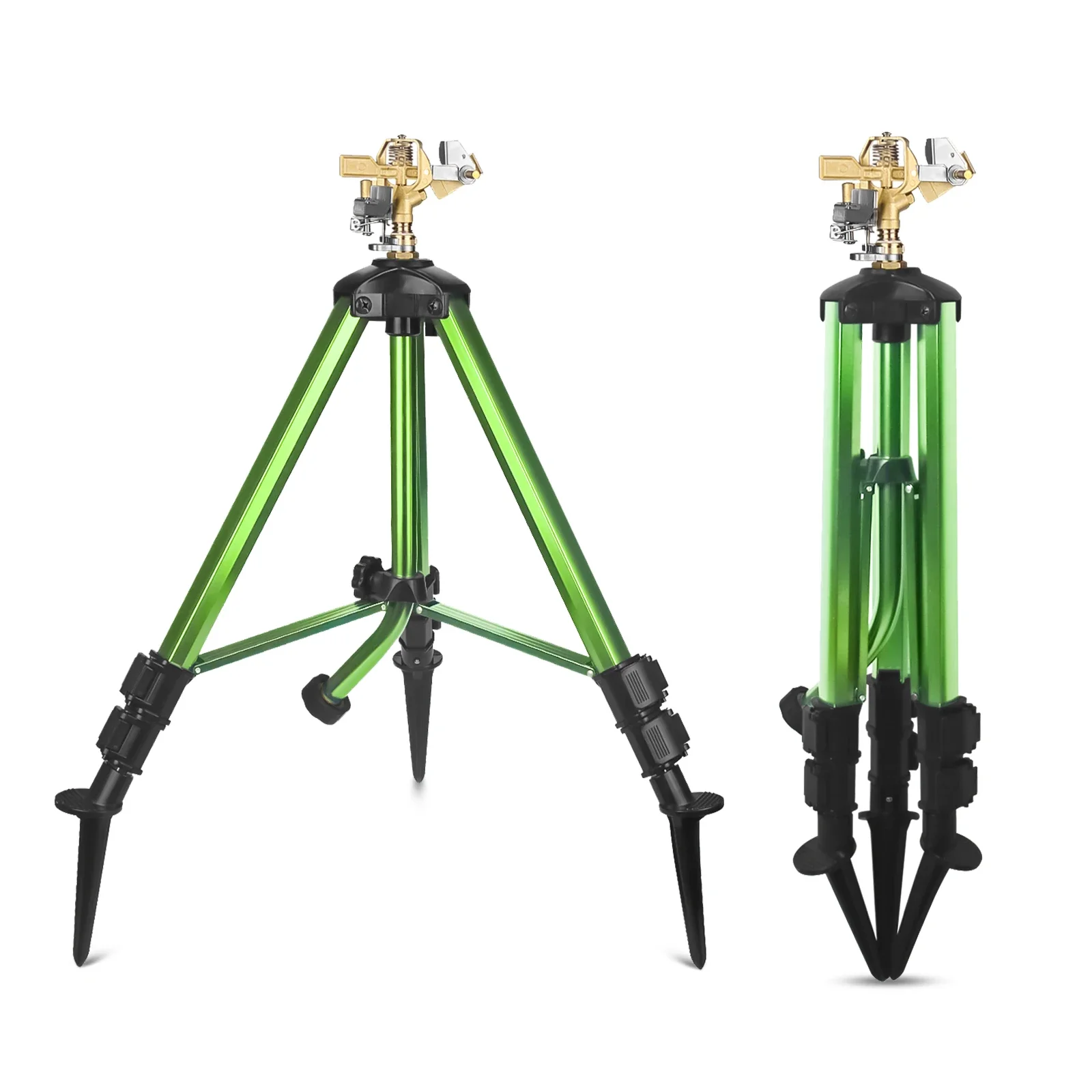 Impact Sprinkler on Tripod Base Heavy Duty Lawn Sprinkler 360 Degree Large Area Irrigation Brass Sprinkler Nozzle and Zinc Alloy