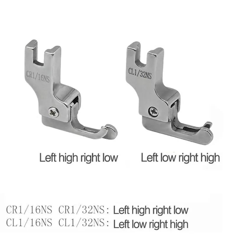 Compensação Presser Foot para máquina de costura, Zipper Presser, tipo estreito para tricô e materiais finos, guia de borda esquerda e direita