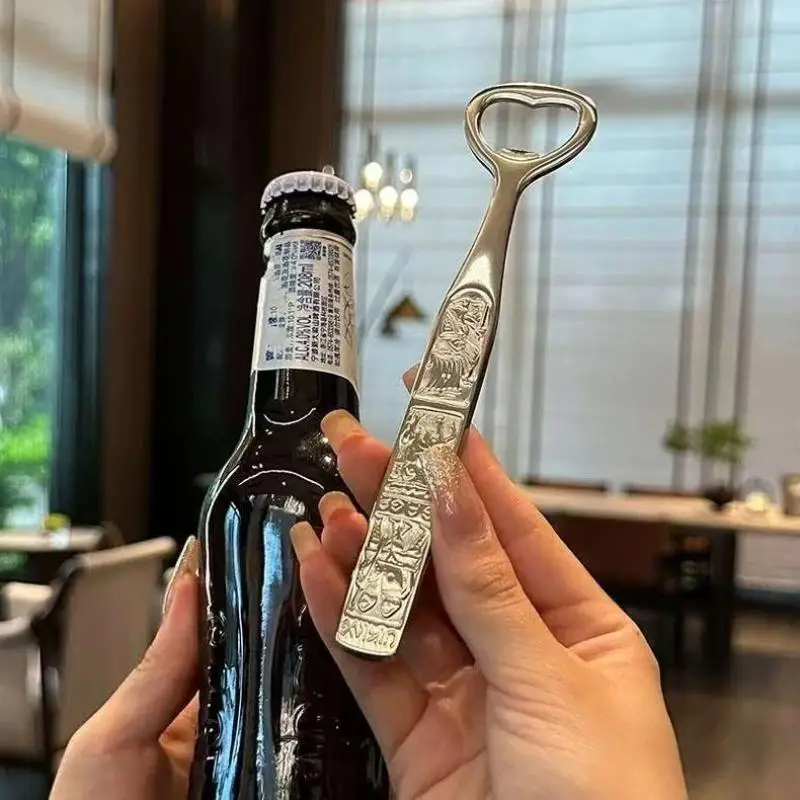 Heavy Duty Stainless Steel Hammered Bottle Opener Elegant Hammer Textured Lever Mechanism