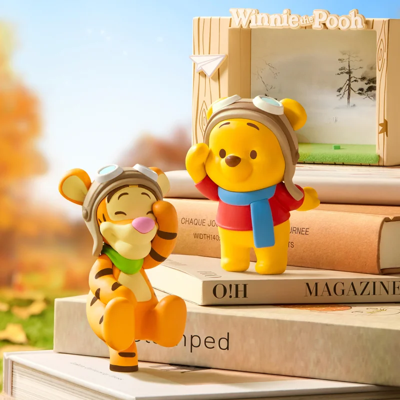 Disney Winnie The Pooh Autumn Outing Scene Series Figure Toy Cartoon Anime Pooh Bear Doll Decoration Ornament Kawaii Toys Gift