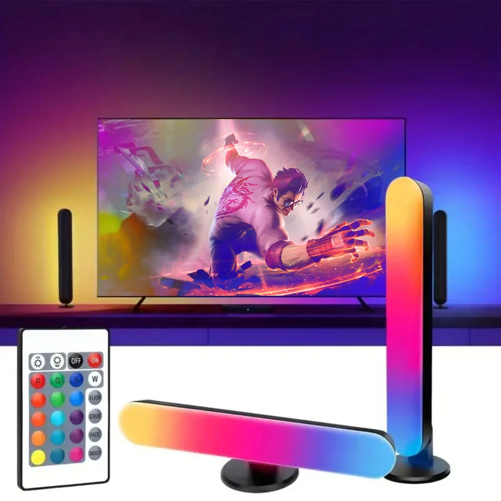1/2 Packs Smart LED Strip Lights with Remote Control for Room Gaming TV, and Party Decoration - Sync with Music, RGB Desk Lamp 