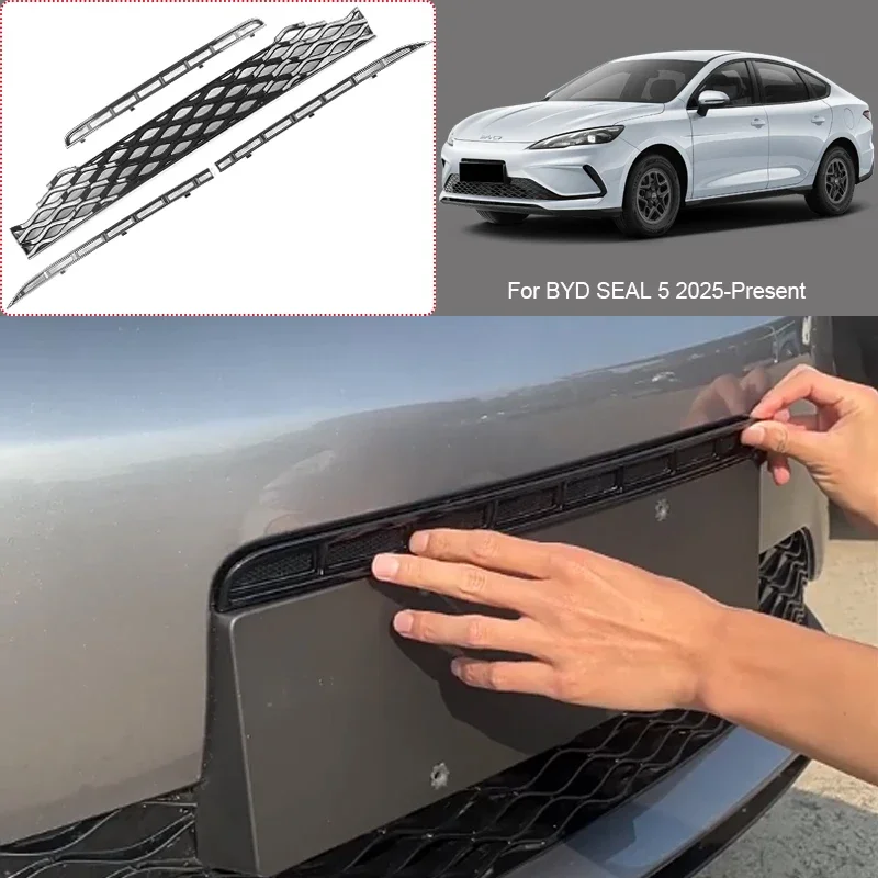 Car Modify Front Bumper Center Intake Grille Cover For BYD SEAL 5 2025-Present Auto Front Buckle Insect Proof Net Accessory