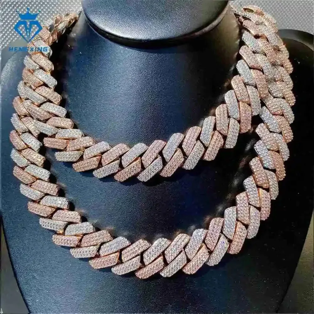 

Ювелирные изделия Hengxing в стиле хип-хоп Iced Out, кубинская цепочка на заказ, серебро 925 пробы, 18 мм, кубинская цепочка с муассанитом и бриллиантами