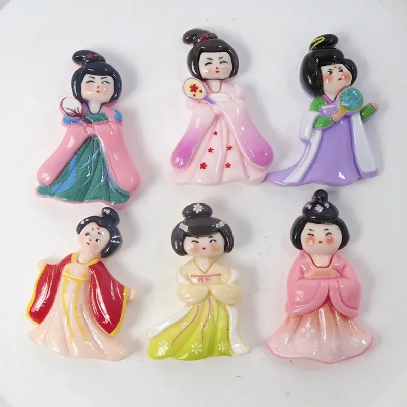 

10/100pcs Resin Cartoon Chinese Style Hanfu Girl Flatback Christmas Figurines Scrapbook DIY Bow Accessory Decor Home Crafts