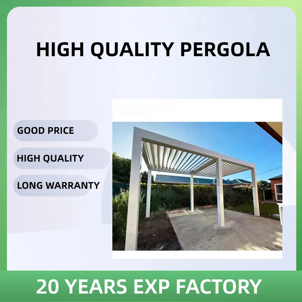 Modern Design Bioclimatic Aluminum Pergola Waterproof Louvre Roof Outdoor Aluminium Pergola Motorized System Garden Gazebo