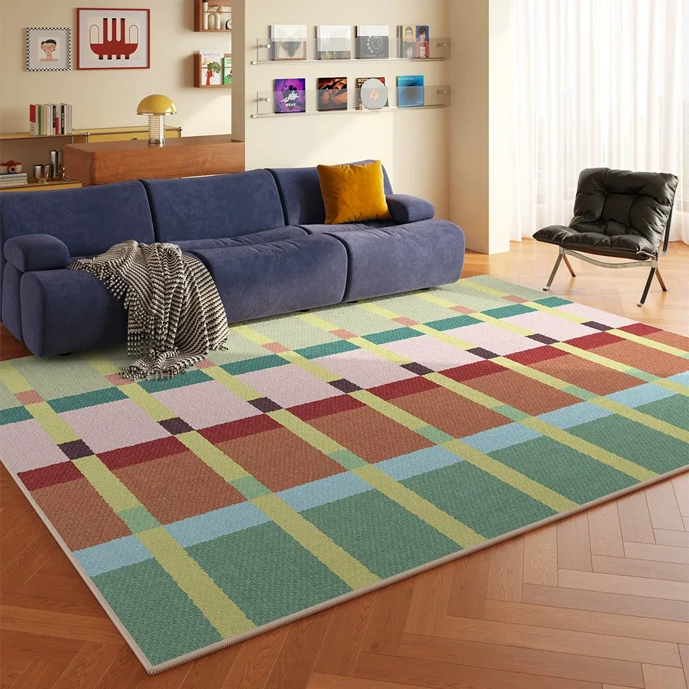 Large Area Living Room Carpet Bedroom Bedside Rugs Dopamine Geometric Pattern Light Luxury Mat Cloakroom Study Rug Decorate 거실러그