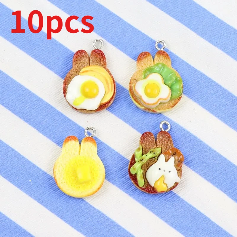 

10Pcs/pack Cute Rabbit Bread Resin Charms DIY Earrings Pendants for Jewelry Making Handmade Keychains Crafts Accessory
