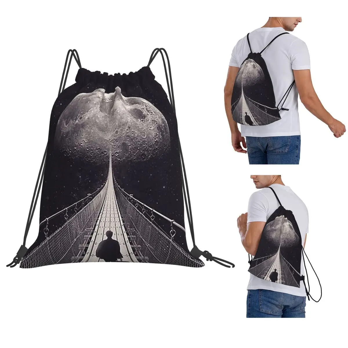 Space Trip Backpacks Multi-function Drawstring Bags Sundries Bag Book Bags for Man Woman Students
