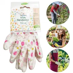 Multi-purpose Work Gloves Pink Floral Pattern Nitrile Kids Gardening Glove Labor Protection Anti Prickling Protective Mittens