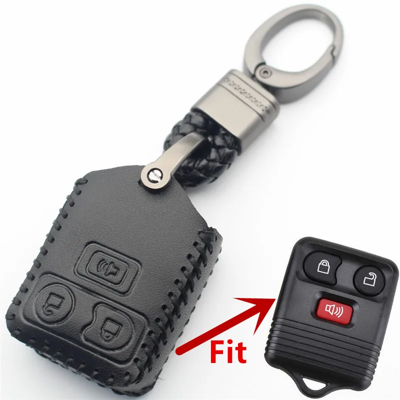 FLYBETTER 2Colors Genuine Leather 3Button Remote Key Case Cover For Ford Escape/Ranger/Explorer/Freestar Car Styling  L12