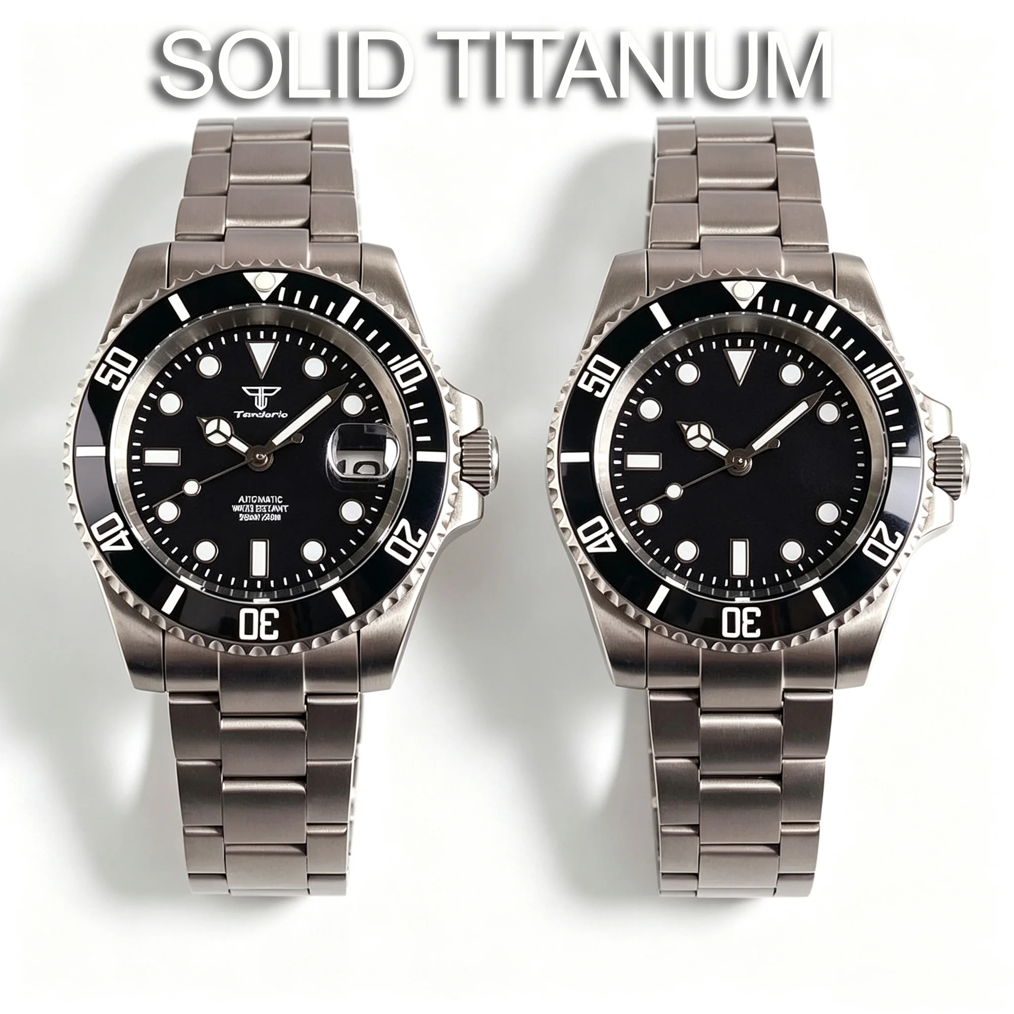 Tandorio Solid Titanium Ultralight Automatic Watch for Men Anti-allergy Japan NH35 Asia2824 Sapphire Crystal Waterproof 40mm