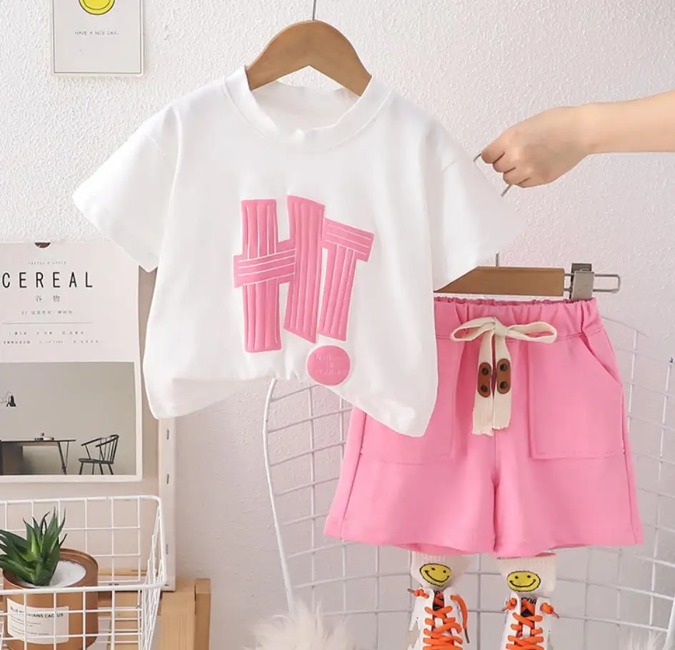 

Toddler Clothes Set For Baby Girls Cute Printed Short Sleeve T-shirts +Shorts Casual Kids Boys Outfits Summer Children Clothing