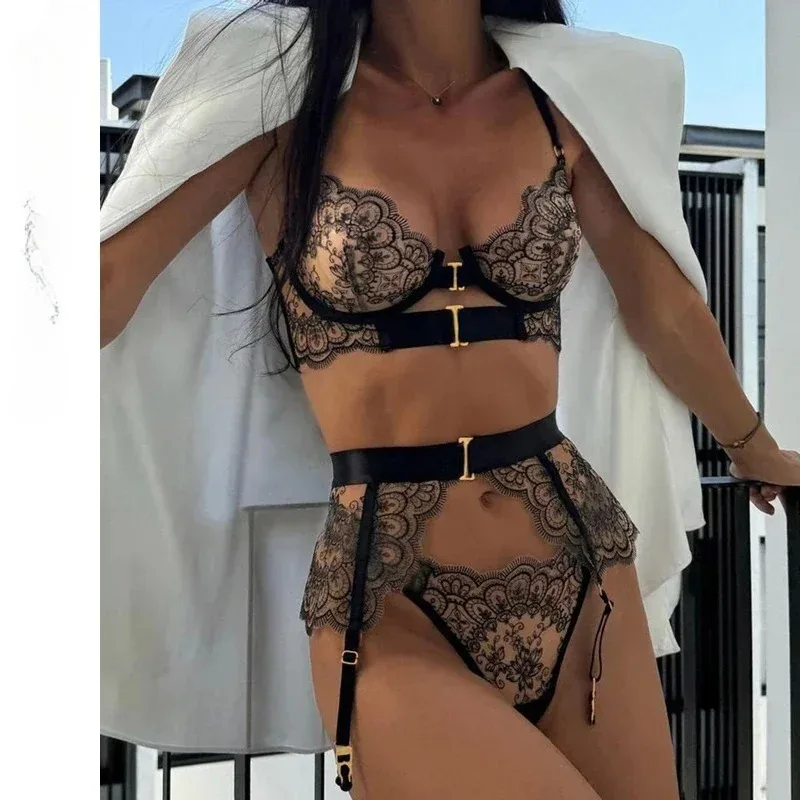 Two-piece Women's Set G-string Transparent Underwear Lolita Romantic Lingeries Set Sexy Bra and Panties Sets Lingerie for Woman