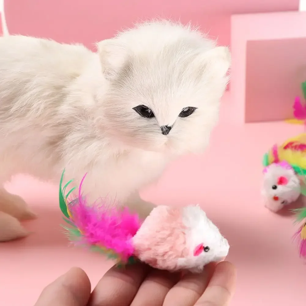 5PCS Cat Mouse Toys Mice Toy Rattle Interactive for Indoor Cats Kittens Assorted Color Catnip Toys with Fea interactive cat toy