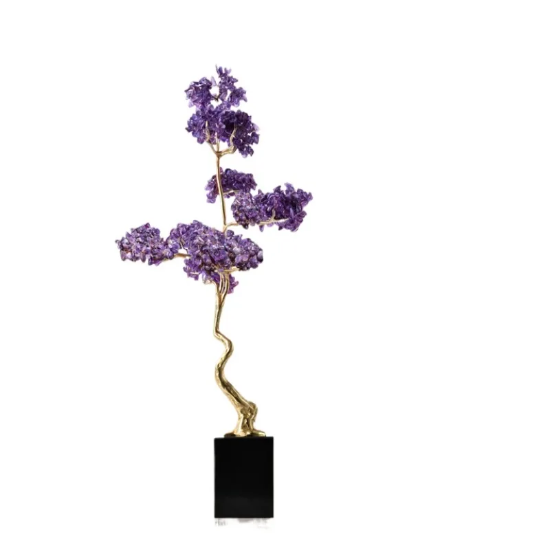 

Living room entrance decoration light luxury high-end amethyst fortune tree ornament, Wangzhai housewarming gift next to