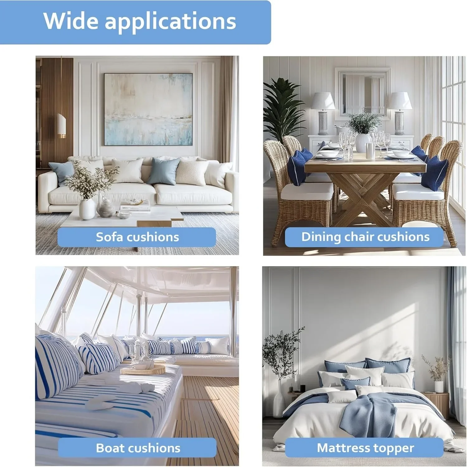 Custom High Density White Foam Sponge Cushion Foam Upholstery Replacement Pad Window Cushion  Mattress Sofa Seat Cushion