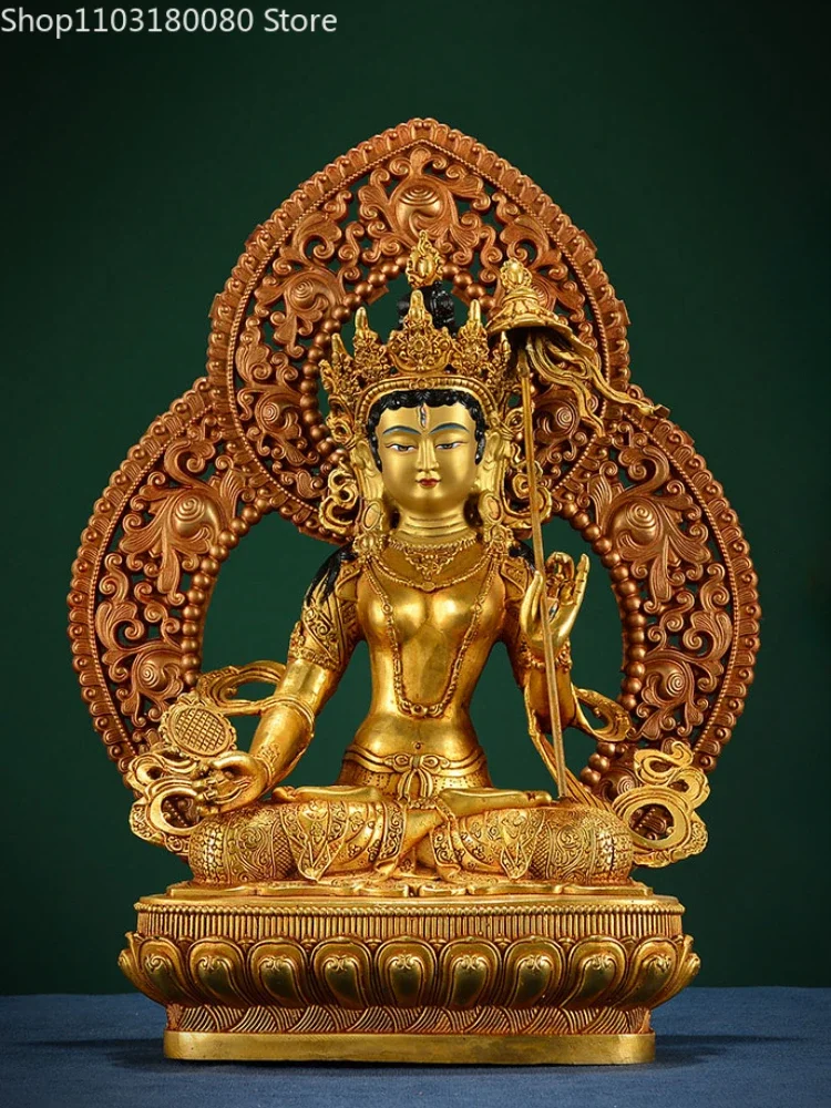 34cm 50cm Copper gilt maha sitatapatra buddha statue Tibet White Umbrella Mother-Buddha sculpture Temple home decor Large size