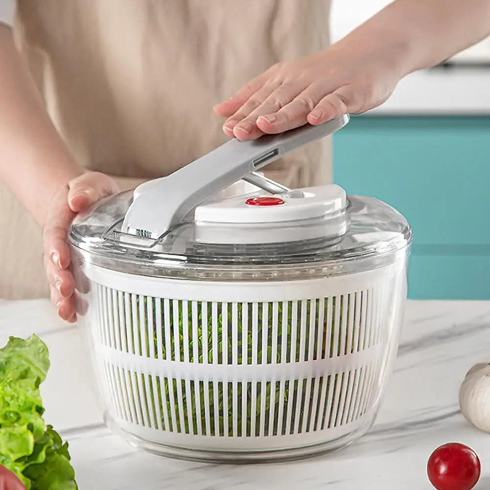 

Household Vegetable Dehydrator Manual Water Salad Spinner Fruit Drain Basket Dryer Vegetable Washer Kitchen Household Gadget