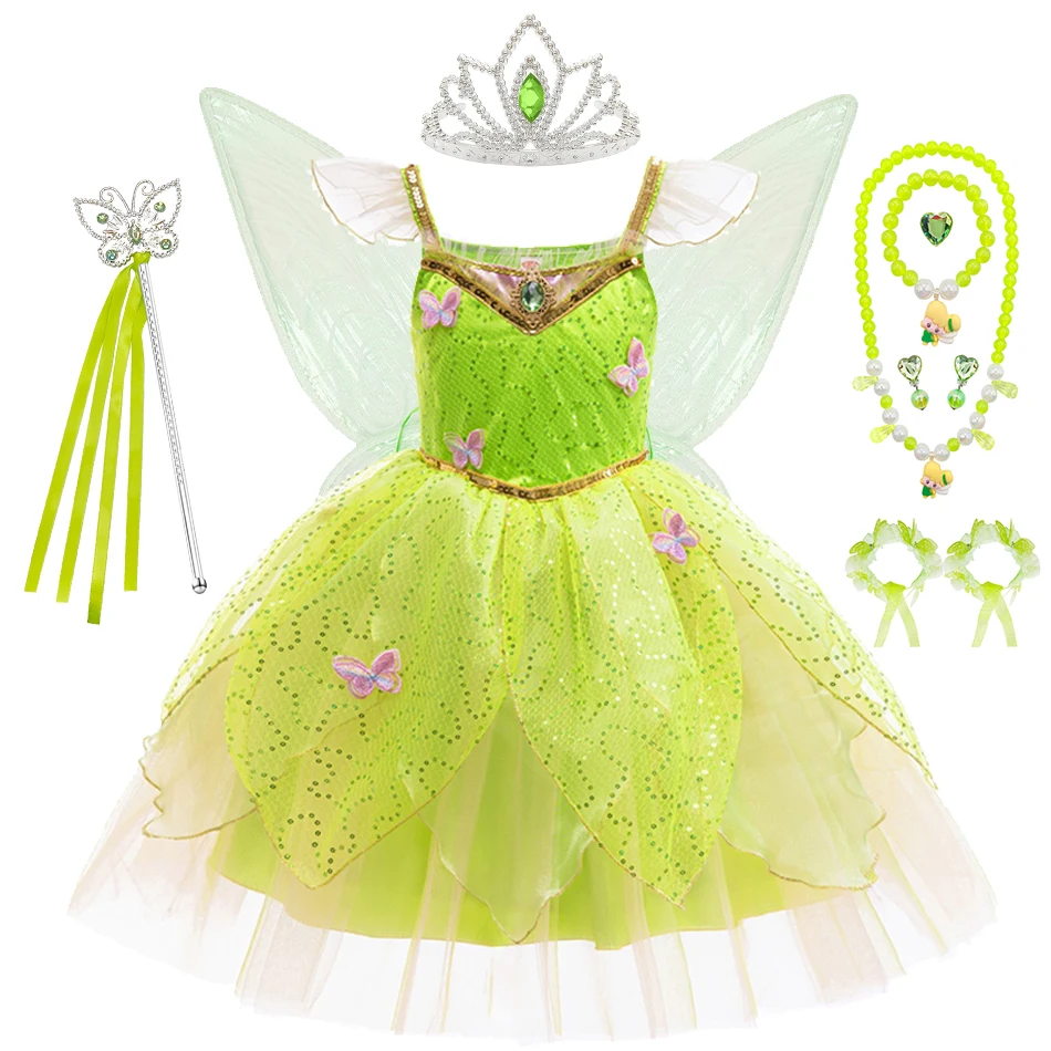 Green Halloween Role Play Princess Dress Kids Butterfly Frocks Baby Girls Birthday Carnival Costumes Fairy Cosplay Clothing