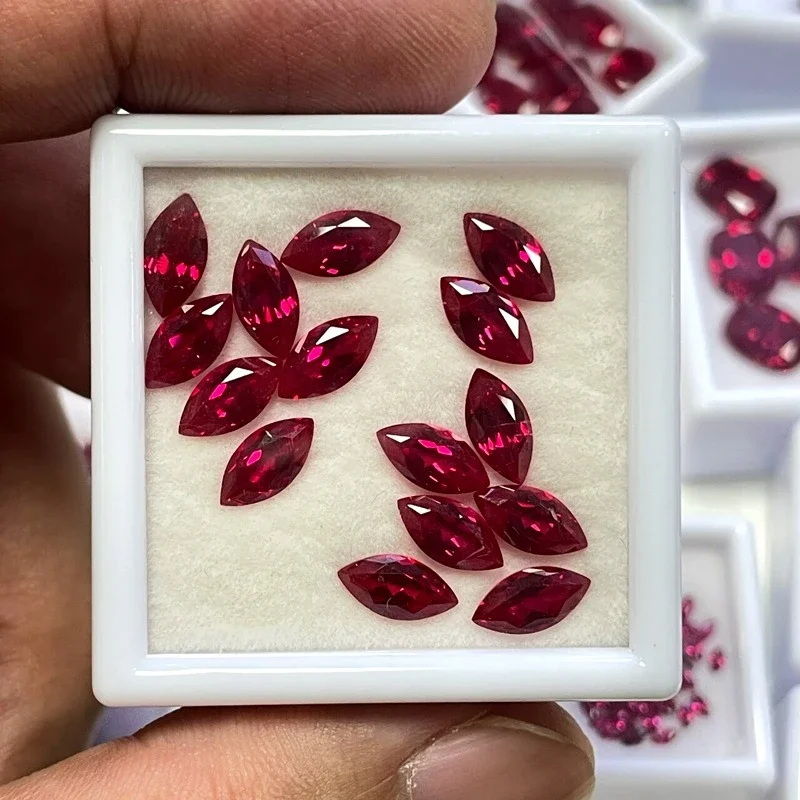 Ruby Lab Grown Gemstone Pigeon Blood Red Color for DIY Advanced Charms Jewelry Making Materials Multiple Shape with Certificate