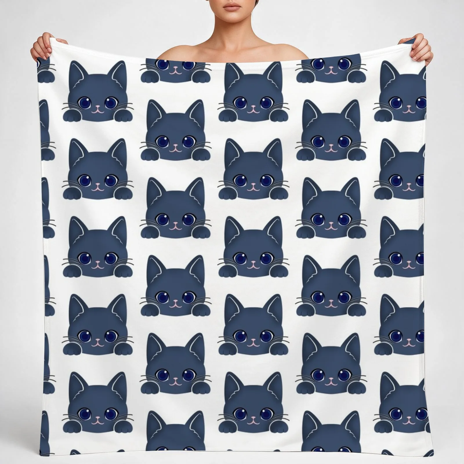 Russian Blue Cat Throw Blanket couch cozy soft plush fuzzy picnic outdoor blanket