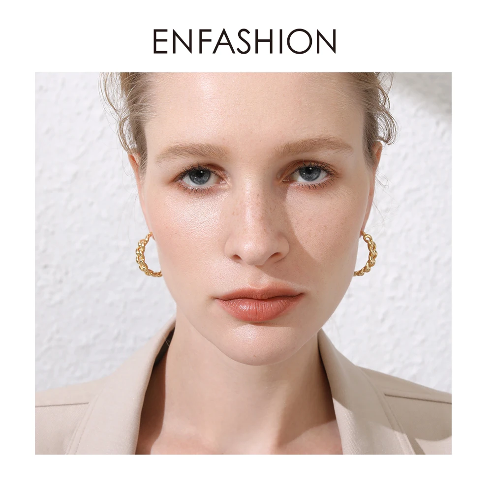 

Женские маленькие серьги-кольца ENFASHION, круглые серьги золотого цвета в стиле панк с цепочкой, ювелирные украшения, E191088