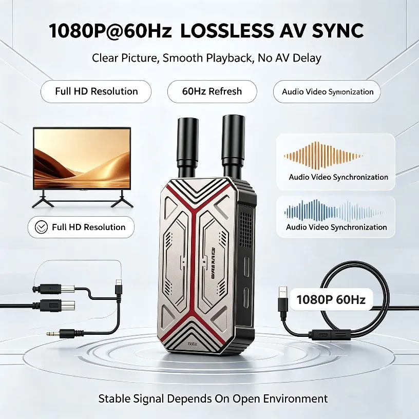 Long Range Wireless HDMI-Compatible Extender 1000M 1080P 60Hz Plug And Play No WiFi Dual Antenna For Camera Office Teaching Home