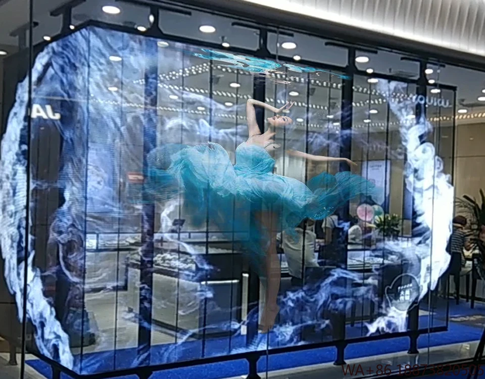 LED 투명 디스플레이 스크린 실내 및 실외용 유연한 필름 쇼핑몰 소매점 및 길찾기용