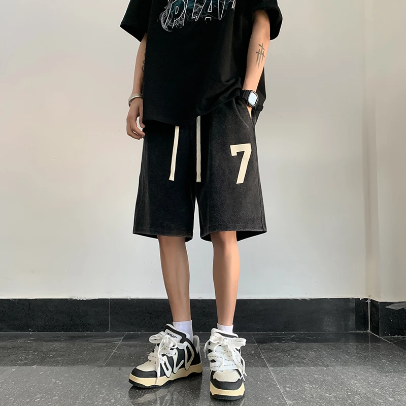 

Мужские баскетбольные шорты Waed Heavyweight в американском ретро-стиле, с эффектом потертости, летние, прямого кроя, свободные, повседневные, средней длины