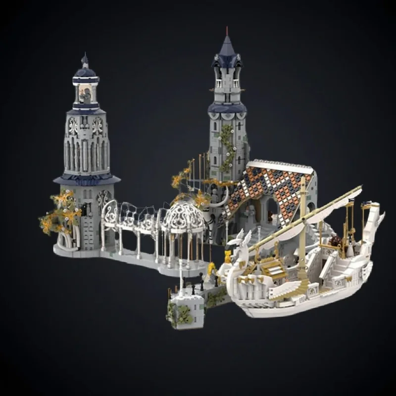 5721PCS MOC Fantasy Movie Grey Havens Model Technology DIY Creative Assembly Building Blocks Display Birthday Gift Building Set