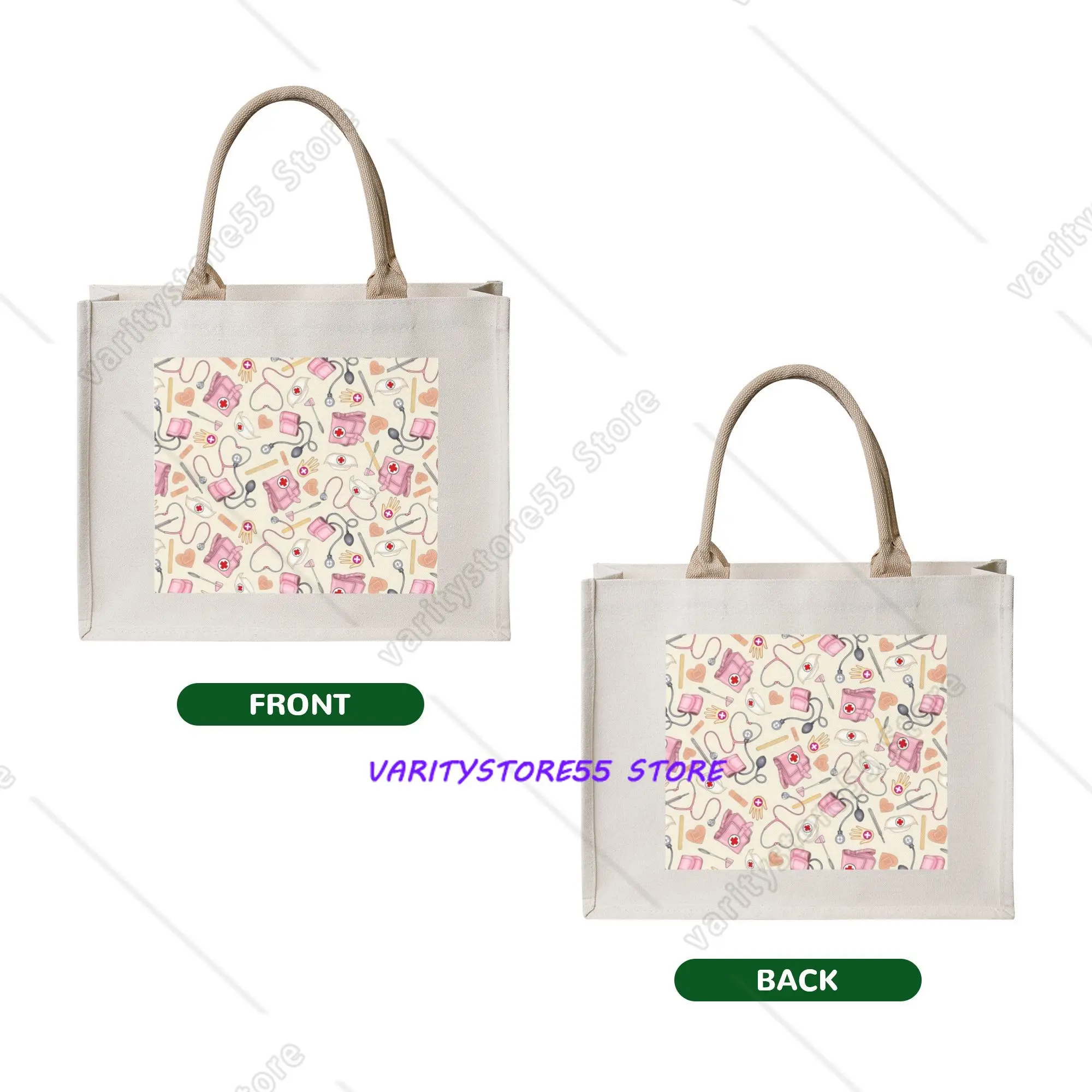 Recycling Cartoon Nursing Nurse Shopping Bag Women Tote Bag Portable  Groceries Shopper Bags