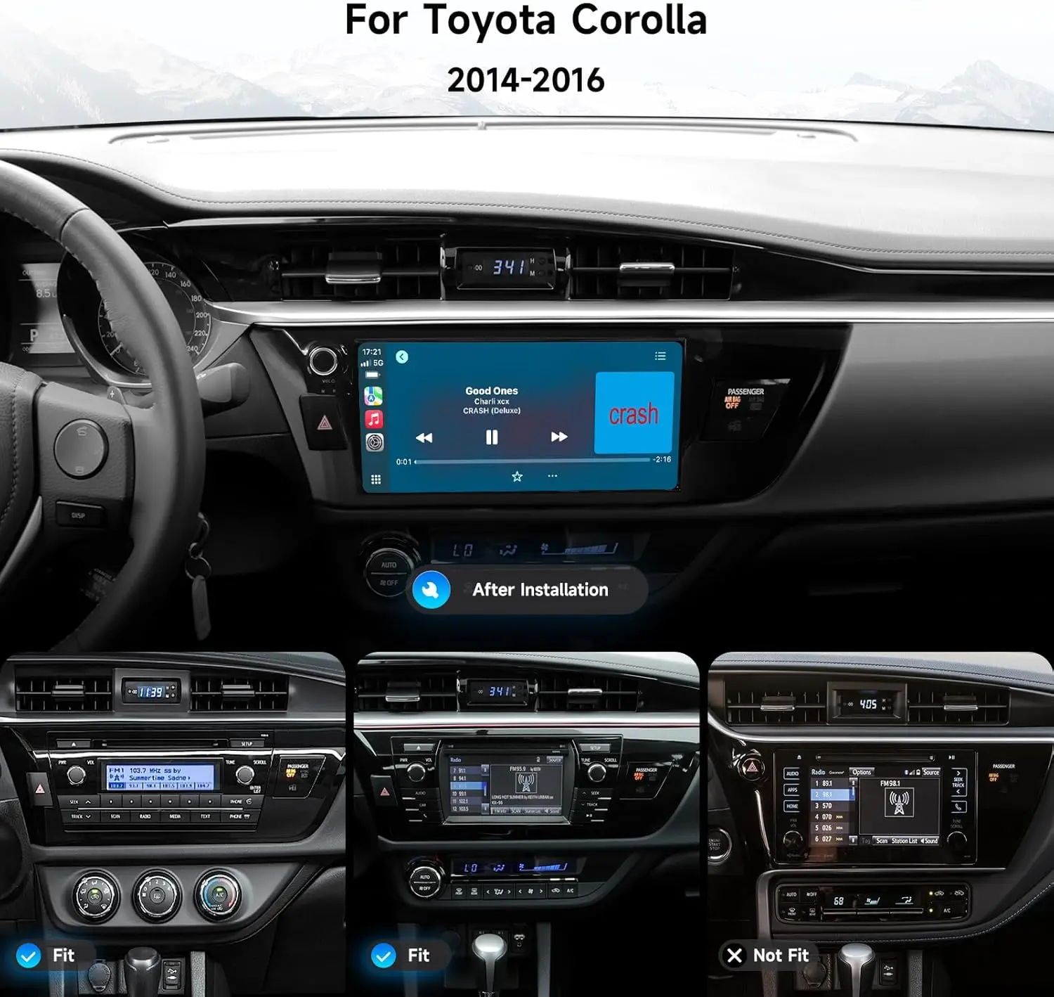 Dasaita Android 13 Car Stereo for Toyota Corolla 2014-2016 with Wireless Carplay & Android Auto, 10.33