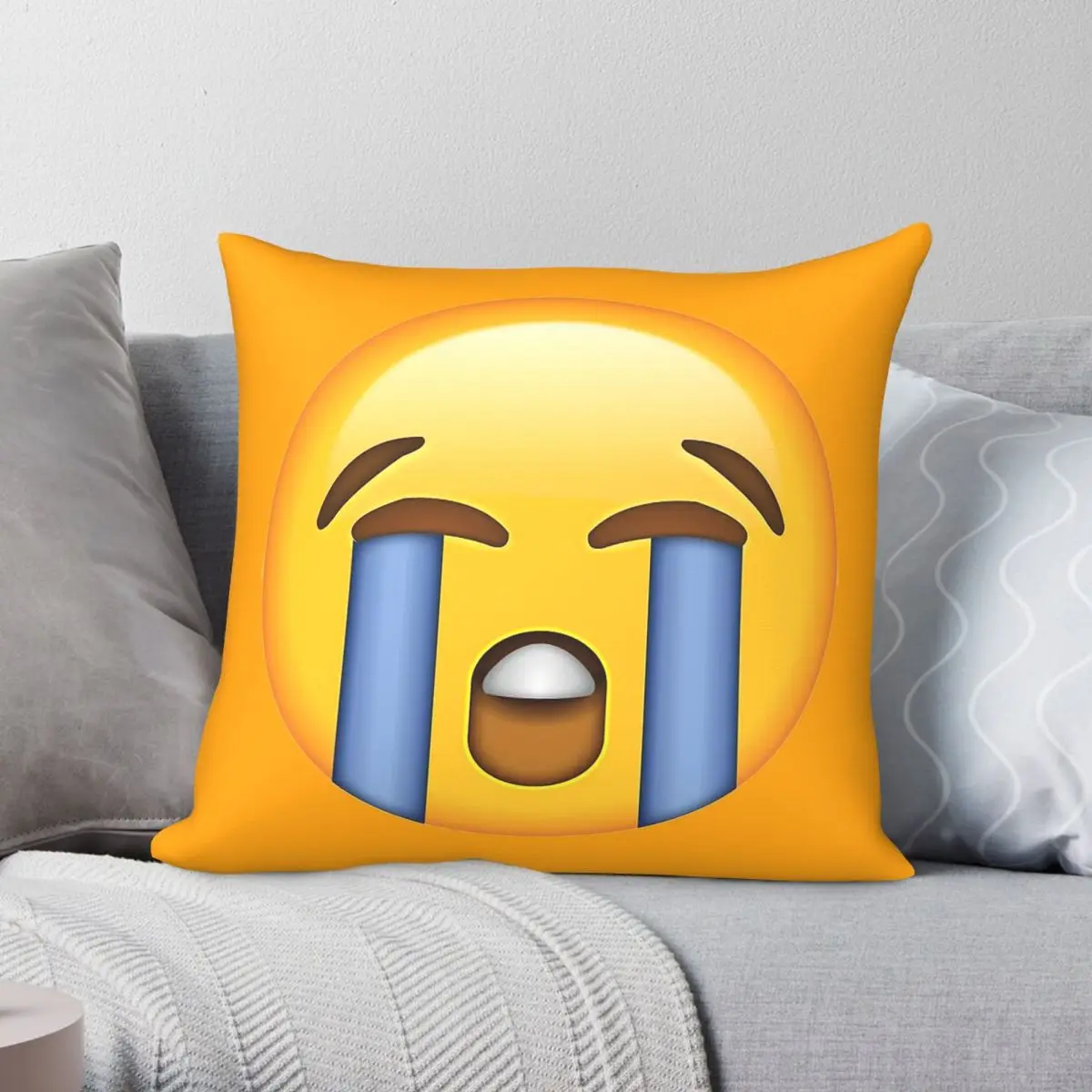 Laughing Crying Square Pillowcase Polyester Linen Velvet Printed Zip Decorative Car Cushion Cover