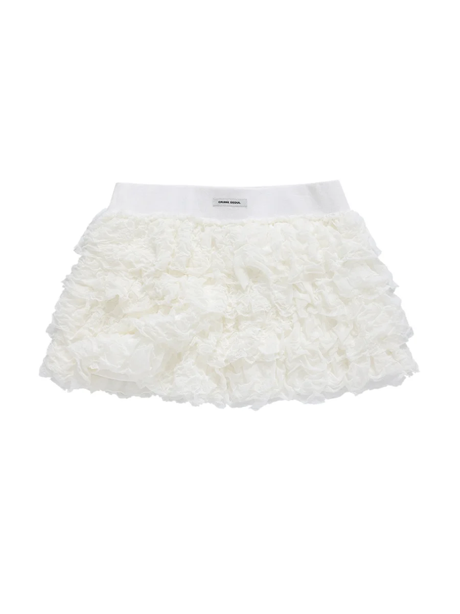 

Spring Summer 2025 Ballet Sle Lace Puffy Tulle A-Line Skirt Sweet Girl's High Waist ort Skirts Korean Sle Pure Color