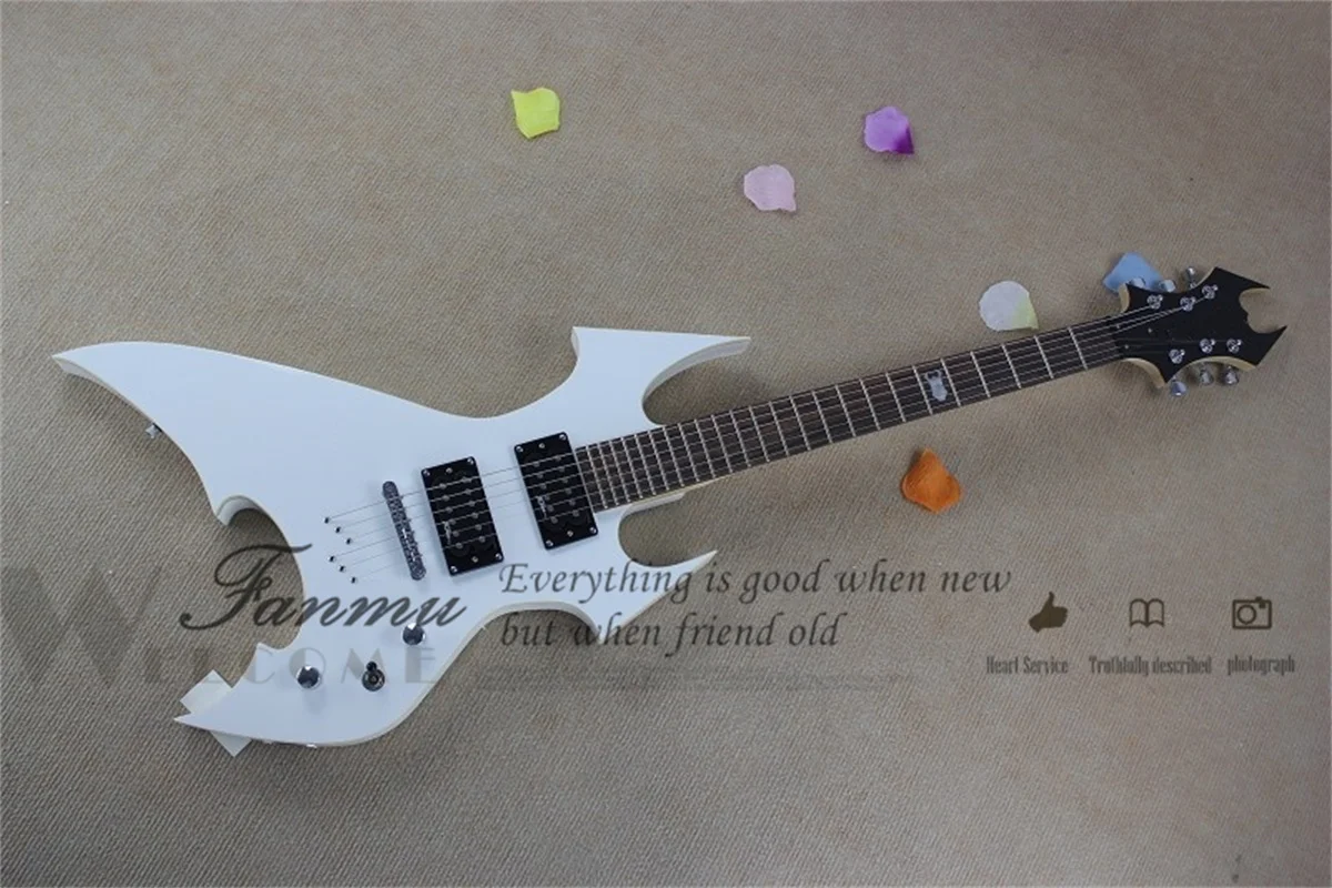 White Electric Guitar Bcr Body White Binding HH Pickups Rosewood Fingerboard 22 Frets  Fixed Bridge custom Color