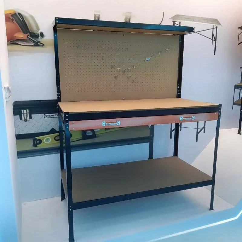 

Industrial Style Double Drawer Workbench Work Table Shelf - Multi-Functional Storage Solution for Home & Office
