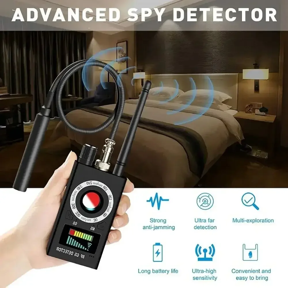 K18 Multi-function Anti-spy Camera Detector Device Finder 1MHz-6.5GHz GSM Audio Bug Finder GPS Signal RF Tracker Detect