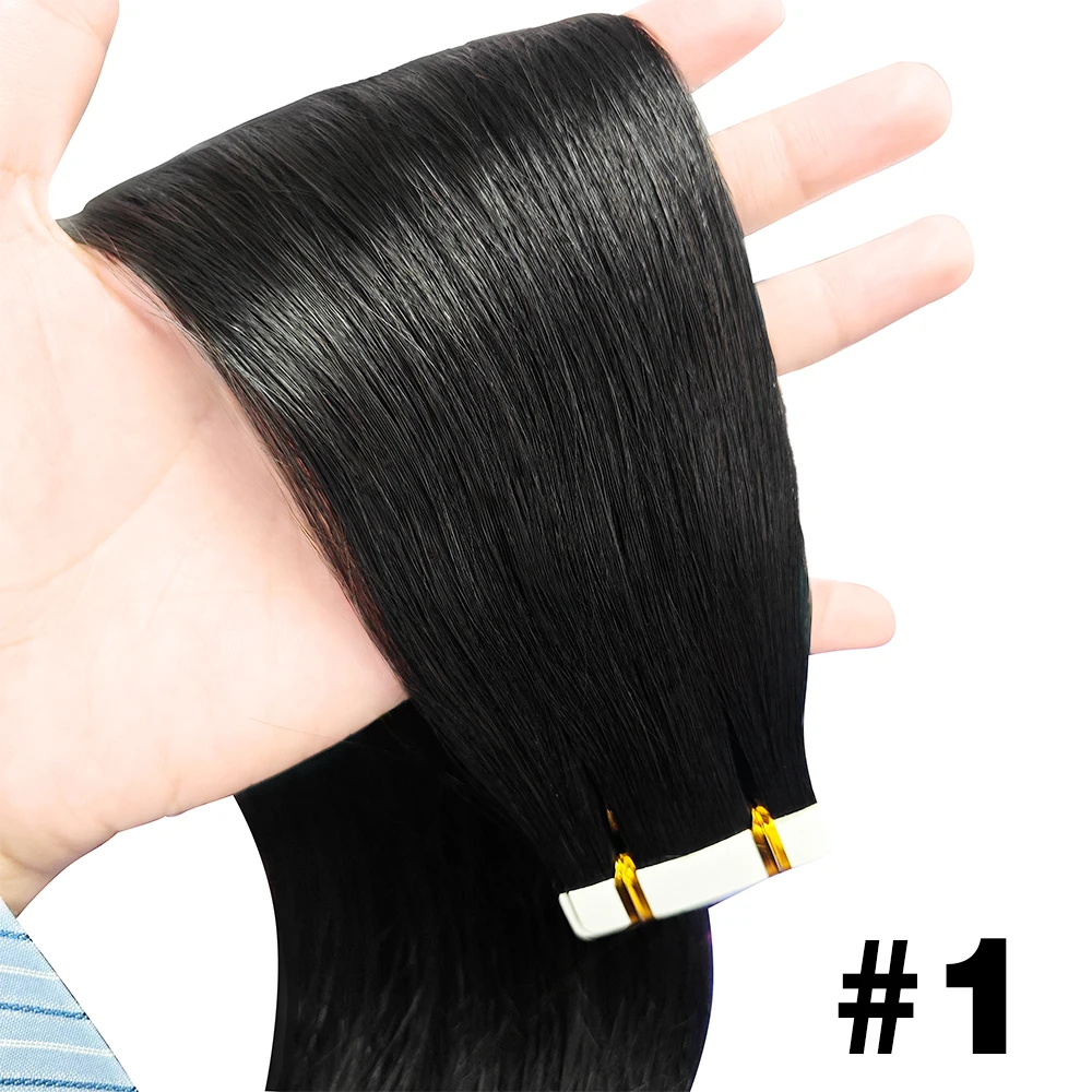 Tape Hair Extensions Machine Remy Naadloze Huid Inslag Lijm 4x0.8cm Tape In Menselijk Haar Natuurlijk Zwart Bruin Blond 20 stuks 26 inch