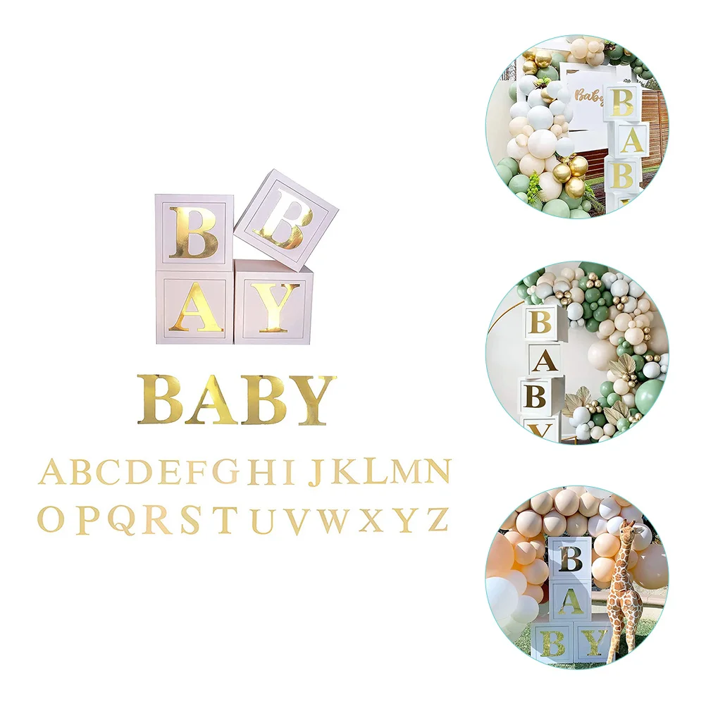 

1Set Baby Balloon Boxes Boy Baby Shower Decorations Blocks Letters Gender Reveal Party Props Gender Reveal Decorations