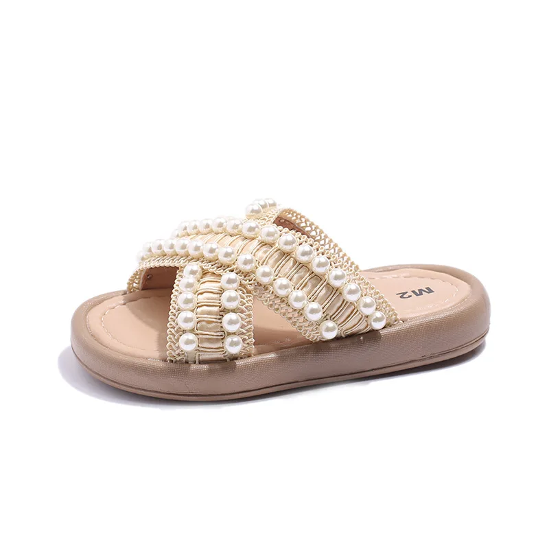 

Skin-Friendly Sandals for Summer Pearl lazy Sandals with Soft Soles for Children's Shoes, Beach Shoes