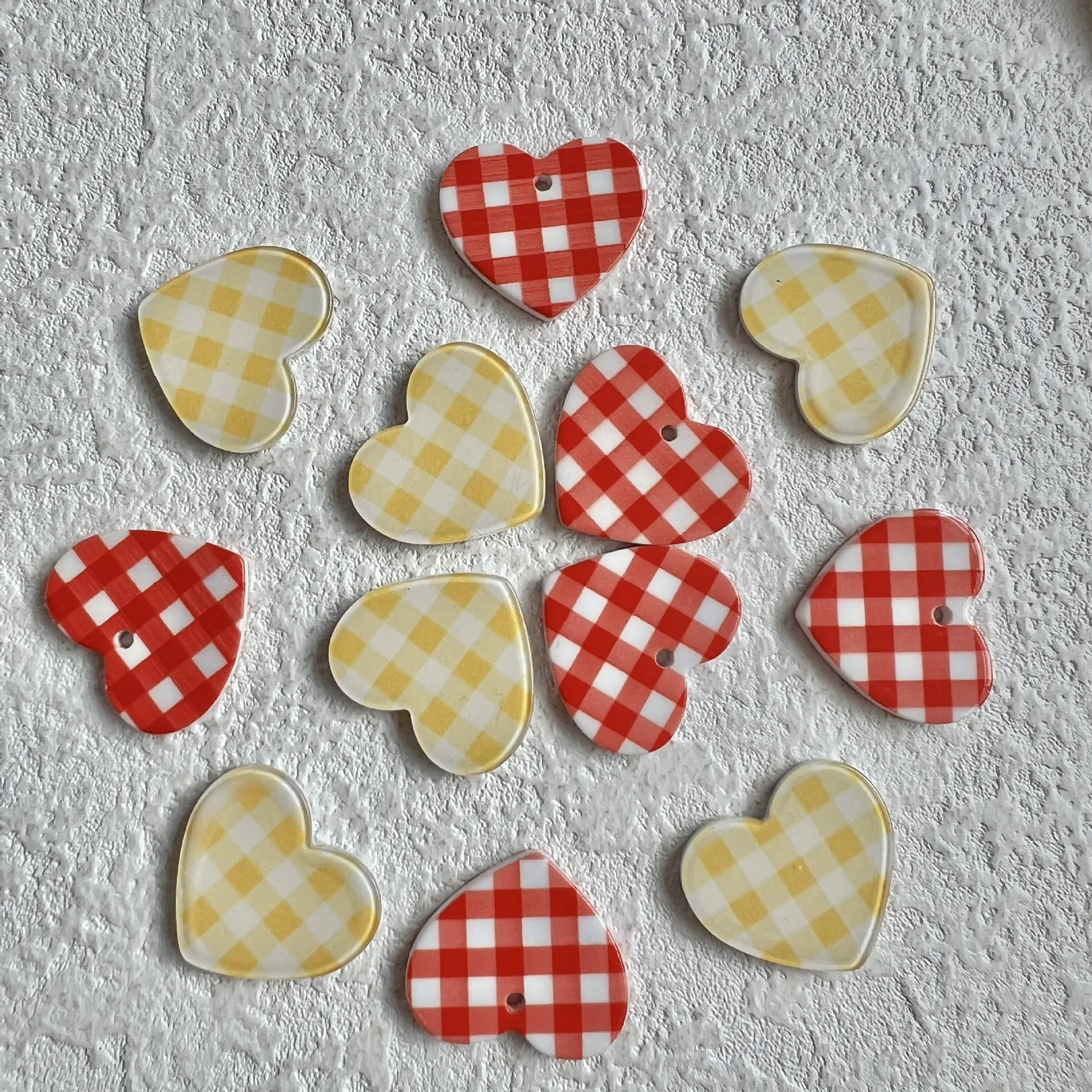 

10pcs Fashion Acrylic Jewelry Pendants Diy Grid Love Heart Pendant Charms Handmade Necklace Earrings Jewelry Making Findings